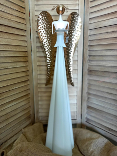 Plechový anděl MAXI, zlatá křídla, 100 cm